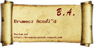 Brumecz Acsád névjegykártya